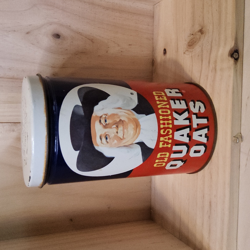 Antique vintage old fashioned quaker oats metal Tin limited edition 1982